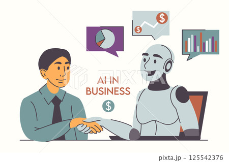 Robot helps businessman vector isolated 125542376