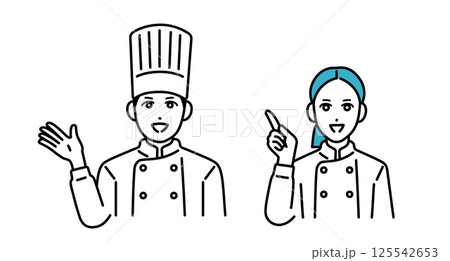 ポイントを紹介している男女の料理人のアバター 125542653