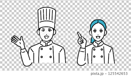 ポイントを紹介している男女の料理人のアバター 125542653