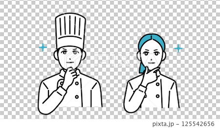 Smiling male and female chef avatars 125542656