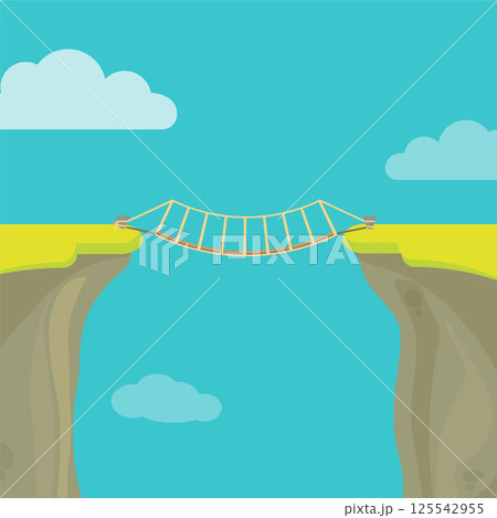 Abyss, gap or cliff concept with bridge sky and clouds. 125542955