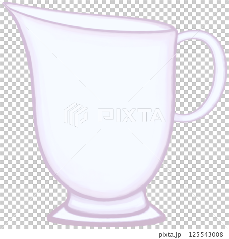 Lovely colors and style of purple ceramic jar of milk or coffee or tea. 125543008