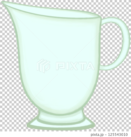 Lovely colors and style of green ceramic jar of milk or coffee or tea. 125543010