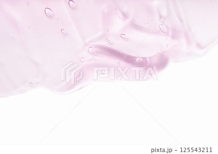 Hyaluronic acid for skin care with collagen and retinol. Pink gel smudge isolated on white background. Skincare lotion face serum. Cosmetic cream transparent purple liquid gel sample Hyaluronic acid for skin care with collagen and retinol. Pink gel smudge isolated on white background. Skincare lotion face serum. Cosmetic cream transparent purple liquid gel sample 125543211