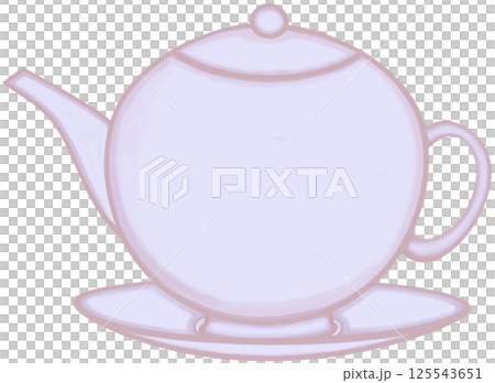 Lovely style and colors of purple ceramic teapot of hot coffee or tea or water. 125543651