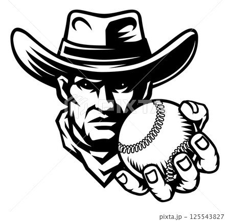 Cowboy Baseball Softball Ball Sports Team Mascot 125543827