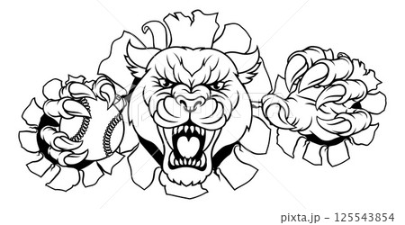 Panther Leopard Cougar Baseball Softball Mascot 125543854