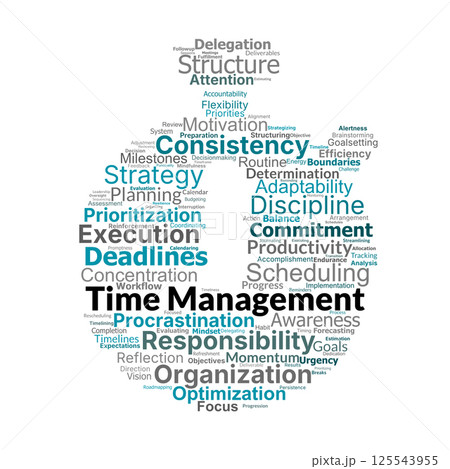 Time Management Word Cloud. Essential concepts for productivity and effective planning 125543955