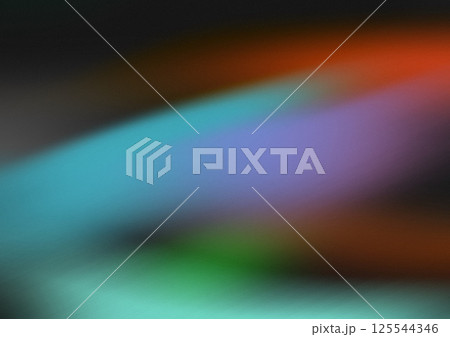 Abstract gradient background with smooth turquoise red blue colours transitions on dark background, grainy texture. Desktop or presentation, template. 125544346