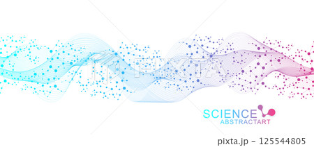 Molecular structure DNA, atom, neurons. Medical, technology, chemistry, science background. Science concept for your design. Connected lines with dots. Vector illustration. 125544805