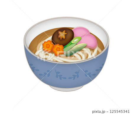 野菜がたくさん乗った美味しそうなうどん 125545341