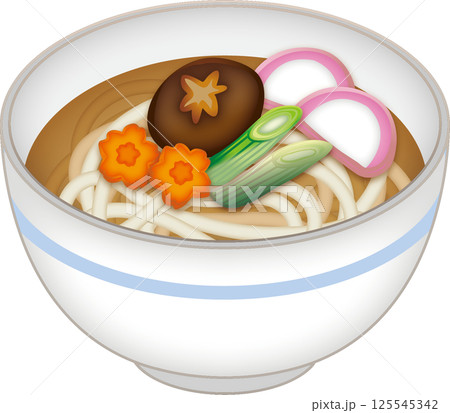 具がたくさん乗った美味しそうな煮込みうどん 125545342