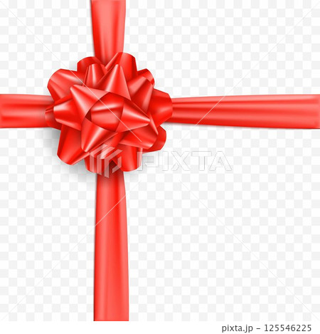 Red ribbon with bow for gift box. Red ribbon with bow for gift box. 125546225