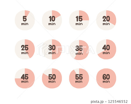 手描きでかわいい5分毎のタイマーのイラストセット 125546552