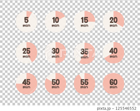 手描きでかわいい5分毎のタイマーのイラストセット 125546552