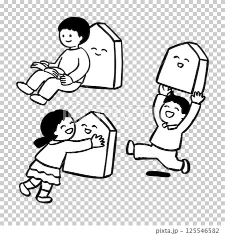 笑顔の子どもと将棋の駒のベクターイラスト 笑顔の子どもと将棋の駒のベクターイラスト 125546582