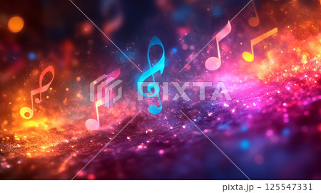 音符など音楽記号をテーマにした背景画像