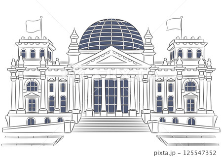Vector drawing of the Reichstag building Berlin Germany 125547352