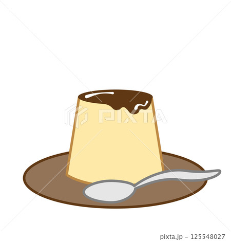 シンプルで可愛いプリンのイラスト 125548027