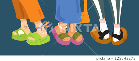 Cartoon Colorful Summer Shoes Illustration 125548275
