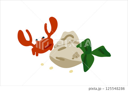 Cartoon Crab and Rock Illustration 125548286