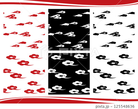 中華風の雲シームレスパターン6種セット 中華風の雲シームレスパターン6種セット 125548636