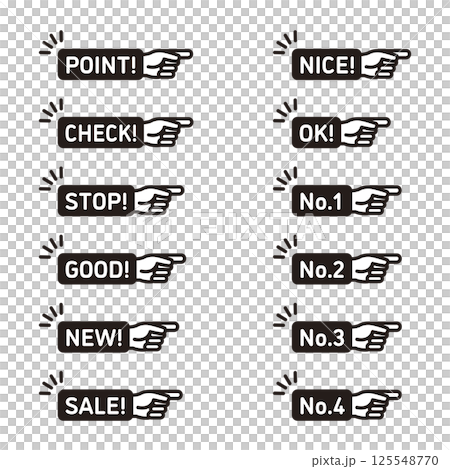 指差しアイコン、ポイント、チェック、ストップ等 125548770