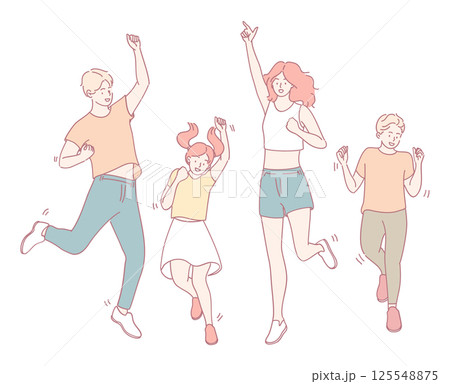 A Joyful Group of Friends Dancing Together and Celebrating Their Special Moments as One 125548875
