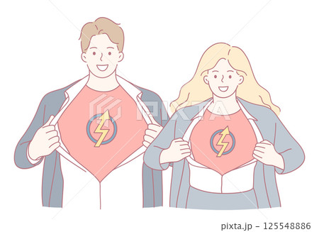 Empowered Superheroes A Dynamic Duo Unveiling Their Incredible Strength in Style 125548886