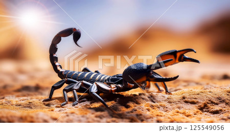 Close-up of an Aggressive Scorpion in Defensive Position - Generative Ai Close-up of an Aggressive Scorpion in Defensive Position - Generative Ai 125549056