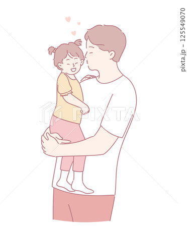 A father cherishes his daughter with care and affection in a whimsical illustration 125549070