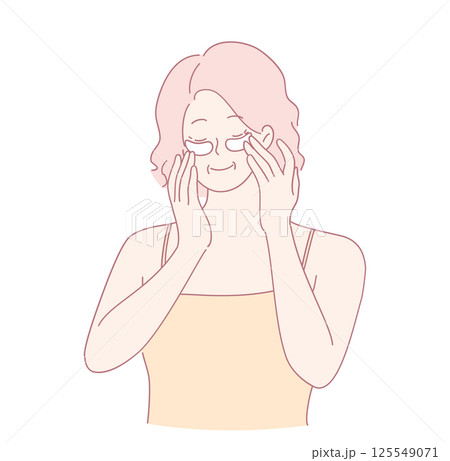 Illustration of a Relaxing Face Massage Technique for beauty and skincare enthusiasts 125549071