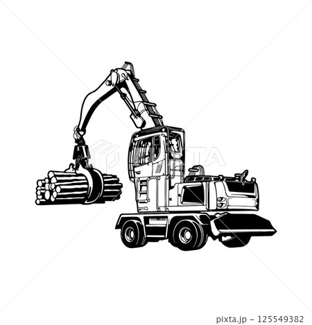 log loader, logging, LH 35 - Heavy Equipment - Heavy Machinery, Construction Machinery Stencil Cut File 125549382