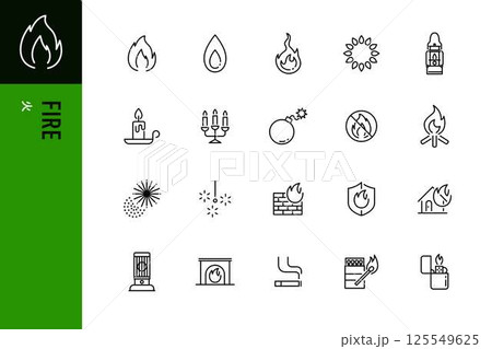 火のラインアイコンセット 125549625