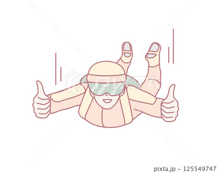 An Exciting Skydiver Freefalling with Thumbs Up, Celebrating the Thrill of Adventure in the Air An Exciting Skydiver Freefalling with Thumbs Up, Celebrating the Thrill of Adventure in the Air 125549747