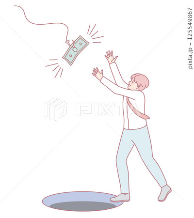 Chasing Money A Playful and Engaging Illustration Depicting the Financial Struggles of Life 125549867