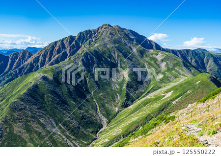 荒川岳から見る赤石岳と大聖寺平　南アルプス　悪沢岳と荒川岳登山 125550222