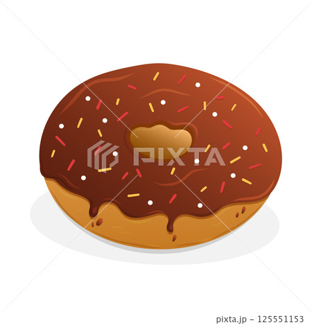 Delicious chocolate donut with colorful sprinkles on a white background 125551153
