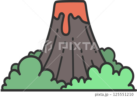 Volcano with Lava Illustration	 125551210