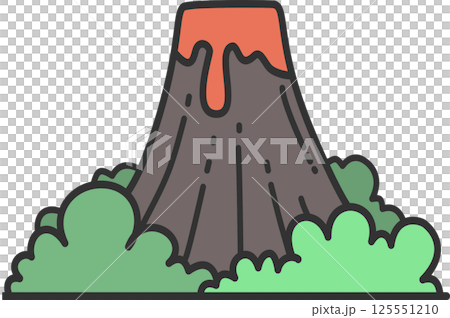 Volcano with Lava Illustration	 125551210