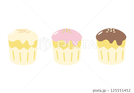 シンプルなトッピング付きカップケーキのイラスト シンプルなトッピング付きカップケーキのイラスト 125551452