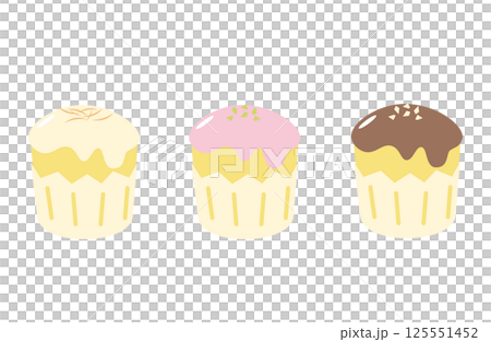 シンプルなトッピング付きカップケーキのイラスト シンプルなトッピング付きカップケーキのイラスト 125551452
