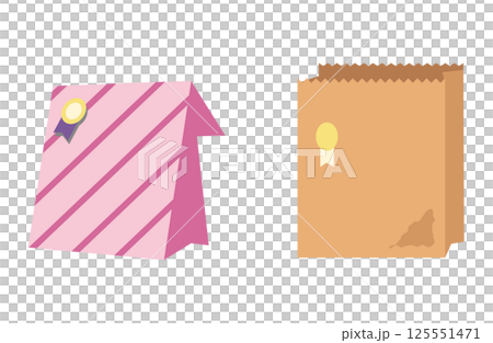 ストライプ柄とクラフトのギフト用紙袋 ストライプ柄とクラフトのギフト用紙袋 125551471