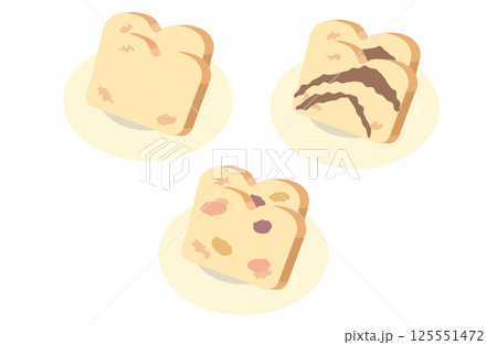 お皿に乗った3種類のパウンドケーキ 125551472