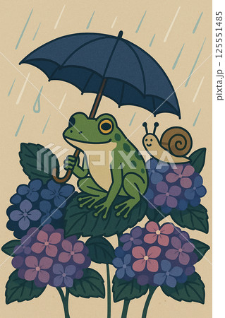 梅雨とカエルとカタツムリ 梅雨とカエルとカタツムリ 125551485