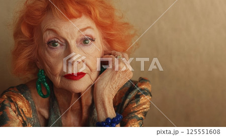 Vibrant-haired woman portrait 125551608