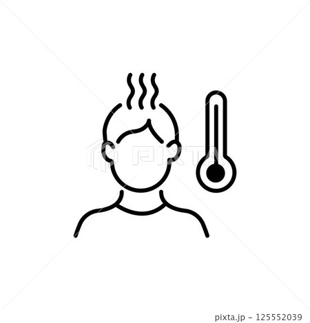 High fever line icon vector symbol. Outline pictogram of fever 125552039