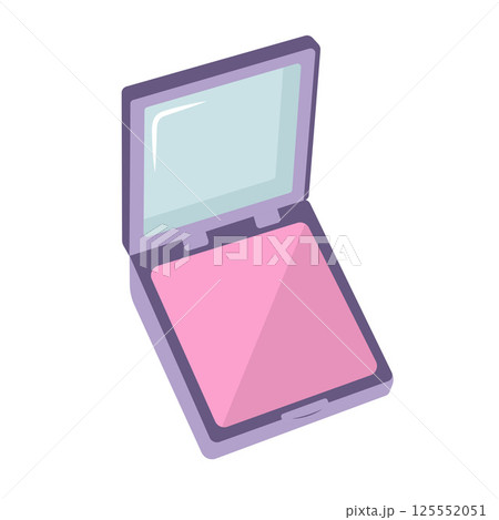 Face blush with mirror. Cheek blush cosmetic product. Cartoon flat illustration Face blush with mirror. Cheek blush cosmetic product. Cartoon flat illustration 125552051