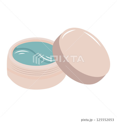 Hydrogel eye patches in box. Makeup cosmetic product. Cartoon flat illustration Hydrogel eye patches in box. Makeup cosmetic product. Cartoon flat illustration 125552053