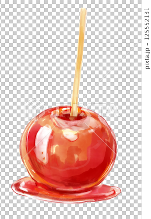 美味的糖果蘋果手繪水彩插圖 美味的糖果蘋果手繪水彩插圖 125552131